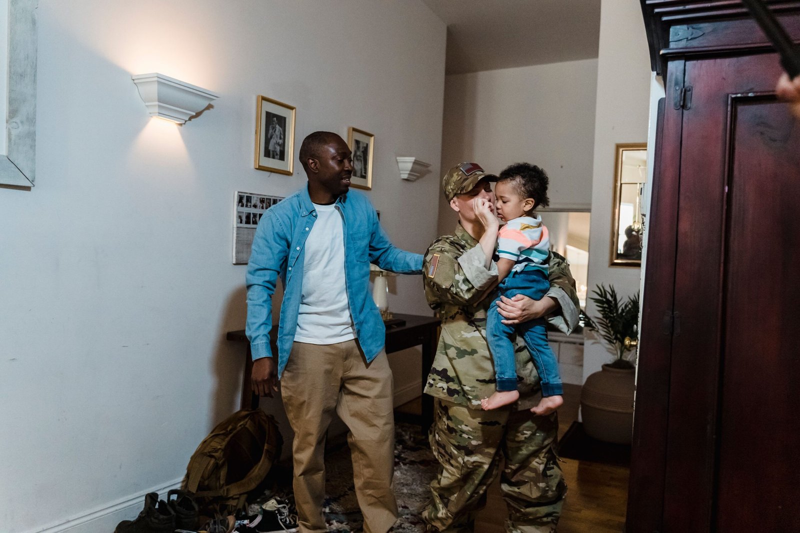 Veteran family outside their home
